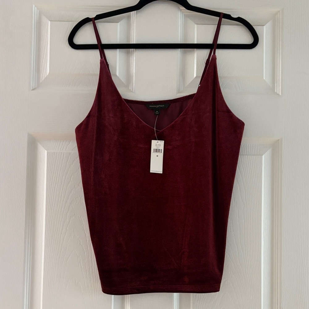 NEW Banana Republic Factory Burgundy/Wine Velvet Camisole Sz M